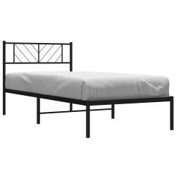 Cadre de lit métal sans matelas avec tête de lit noir 100x200cm 