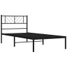Cadre de lit métal sans matelas avec tête de lit noir 100x200cm 
