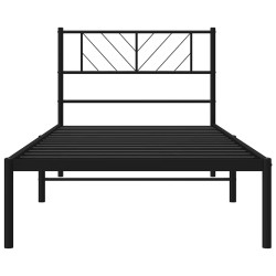 Cadre de lit métal sans matelas avec tête de lit noir 100x200cm 