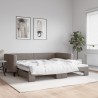 Lit de jour avec lit gigogne taupe 100x200 cm tissu 
