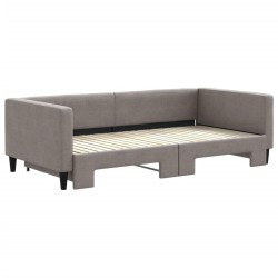 Lit de jour avec lit gigogne taupe 100x200 cm tissu 