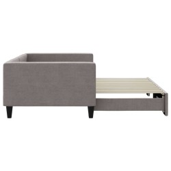 Lit de jour avec lit gigogne taupe 100x200 cm tissu 