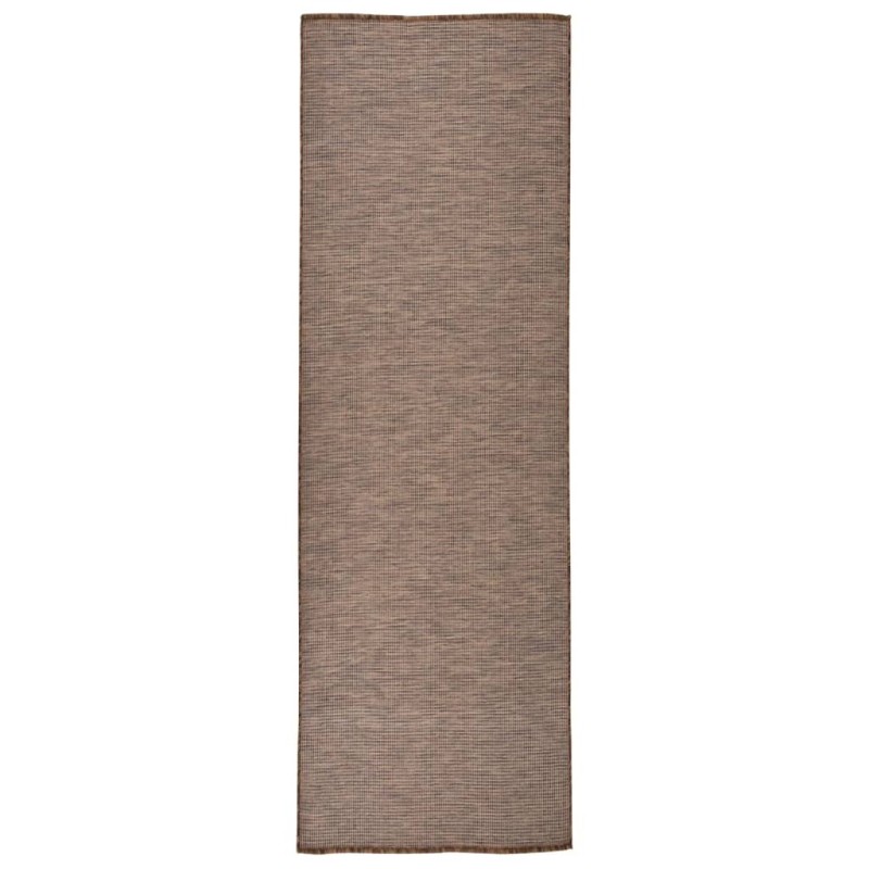 Tapis à tissage plat d'extérieur 80x250 cm Marron 