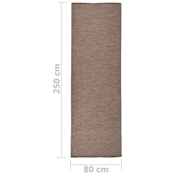 Tapis à tissage plat d'extérieur 80x250 cm Marron 
