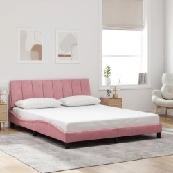 Cadre de lit sans matelas rose 160x200 cm velours 