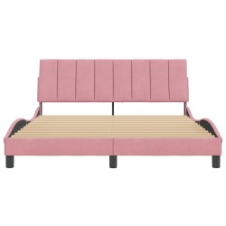 Cadre de lit sans matelas rose 160x200 cm velours 