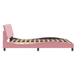 Cadre de lit sans matelas rose 160x200 cm velours 