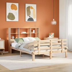 Lit bibliothèque sans matelas 120x200 cm bois de pin massif 