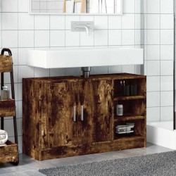 Armoire d'évier chêne fumé 90x29x55 cm bois d'ingénierie 