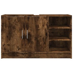 Armoire d'évier chêne fumé 90x29x55 cm bois d'ingénierie 