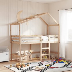 Lit superposé avec échelle et toit sans matelas 90x200 cm 