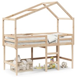 Lit superposé avec échelle et toit sans matelas 90x200 cm 