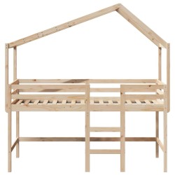 Lit superposé avec échelle et toit sans matelas 90x200 cm 