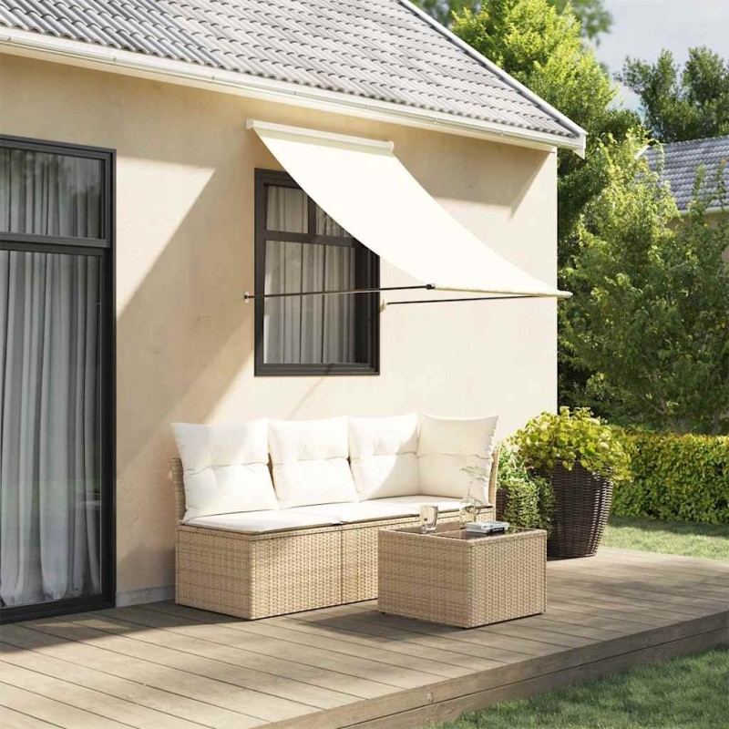 Auvent rétractable crème 100x150 m tissu et acier 