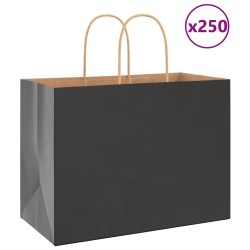 Sacs en papier 250 pcs avec poignées noir 32x17x25 cm 