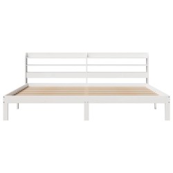 Cadre de lit avec tête de lit sans matelas blanc 200x200 cm 
