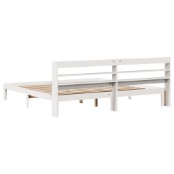 Cadre de lit avec tête de lit sans matelas blanc 200x200 cm 