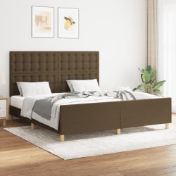 Cadre de lit sans matelas marron foncé 160x200 cm tissu 