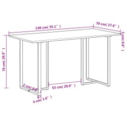 Table de salle à manger 140 cm Bois de récupération massif 