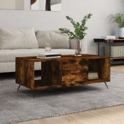 Table basse chêne fumé 102x50x40 cm bois d'ingénierie 