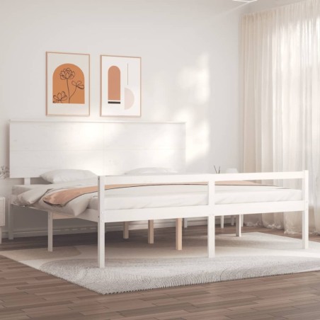 Lit pour personne âgée sans matelas blanc bois massif 