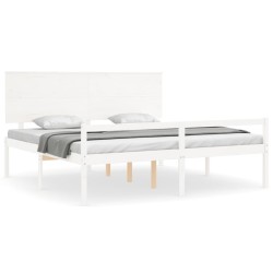 Lit pour personne âgée sans matelas blanc bois massif 