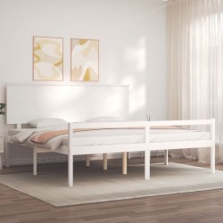 Lit pour personne âgée sans matelas blanc bois massif 