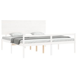 Lit pour personne âgée sans matelas blanc bois massif 