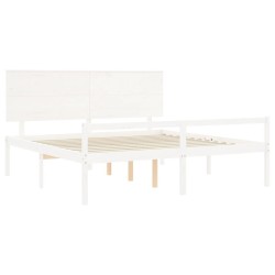 Lit pour personne âgée sans matelas blanc bois massif 