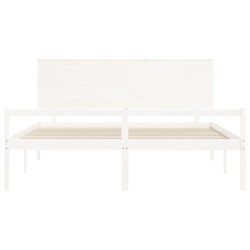 Lit pour personne âgée sans matelas blanc bois massif 