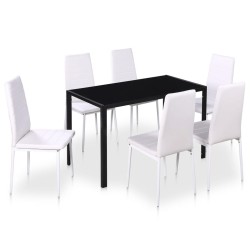 Ensemble de table à manger 7 pcs noir et blanc 
