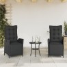 Chaises inclinables de jardin lot de 2 repose-pied noir rotin 