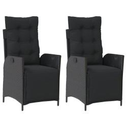 Chaises inclinables de jardin lot de 2 repose-pied noir rotin 