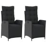 Chaises inclinables de jardin lot de 2 repose-pied noir rotin 
