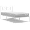 Cadre de lit métal sans matelas et tête de lit blanc 100x190 cm 