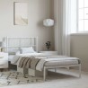 Cadre de lit métal sans matelas et tête de lit blanc 100x190 cm 