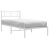 Cadre de lit métal sans matelas et tête de lit blanc 100x190 cm 