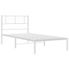 Cadre de lit métal sans matelas et tête de lit blanc 100x190 cm 