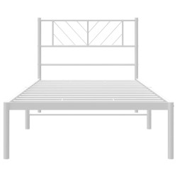 Cadre de lit métal sans matelas et tête de lit blanc 100x190 cm 