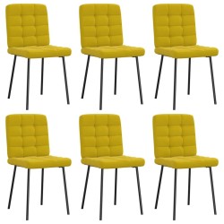 Chaises à manger lot de 6 jaune velours 