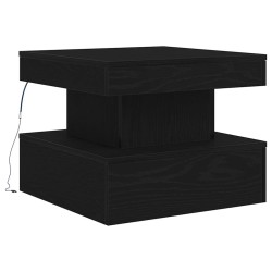 Table basse avec lumières LED chêne noir 50x50x40 cm 