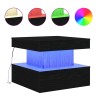 Table basse avec lumières LED chêne noir 50x50x40 cm 