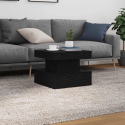 Table basse avec lumières LED chêne noir 50x50x40 cm 