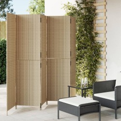 Cloison de séparation 5 panneaux beige résine tressée 