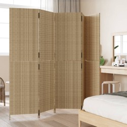 Cloison de séparation 5 panneaux beige résine tressée 