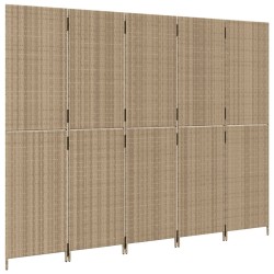 Cloison de séparation 5 panneaux beige résine tressée 