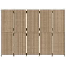 Cloison de séparation 5 panneaux beige résine tressée 