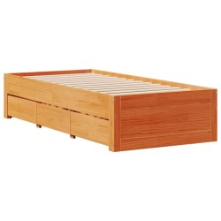 Cadre de lit sans matelas avec tiroirs 100x200 cm bois de pin 