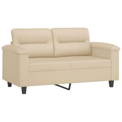 Canapé 2 places avec oreillers crème 120 cm tissu microfibre 