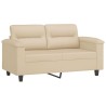 Canapé 2 places avec oreillers crème 120 cm tissu microfibre 